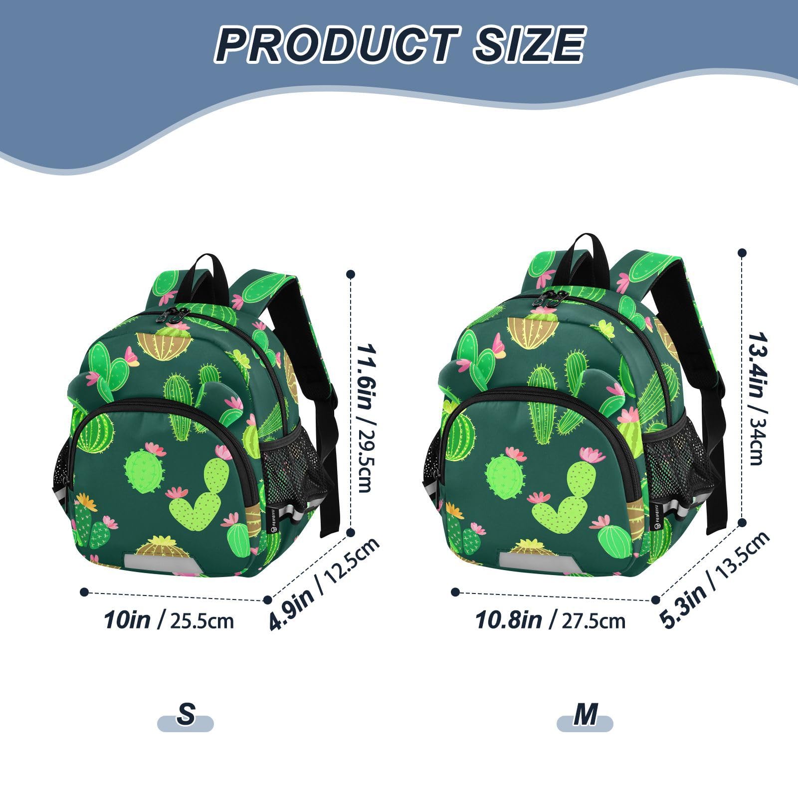 Blooming Cactus Plant DarkGreen Toddler Harness Backpack for Boys Girls 3-6 Years Kids Backpack with Anti Lost Safety Leash Baby Harness Bookbag for Preschool Walking Travel