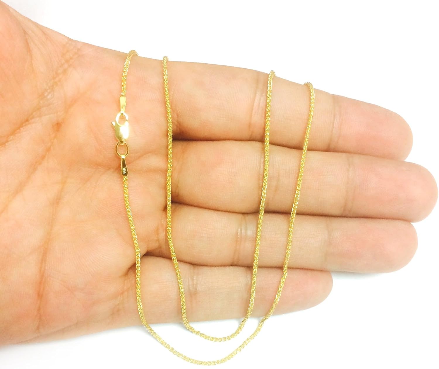 Jewelry Affairs 14k Yellow Gold Round Wheat Chain Necklace, 1.2mm