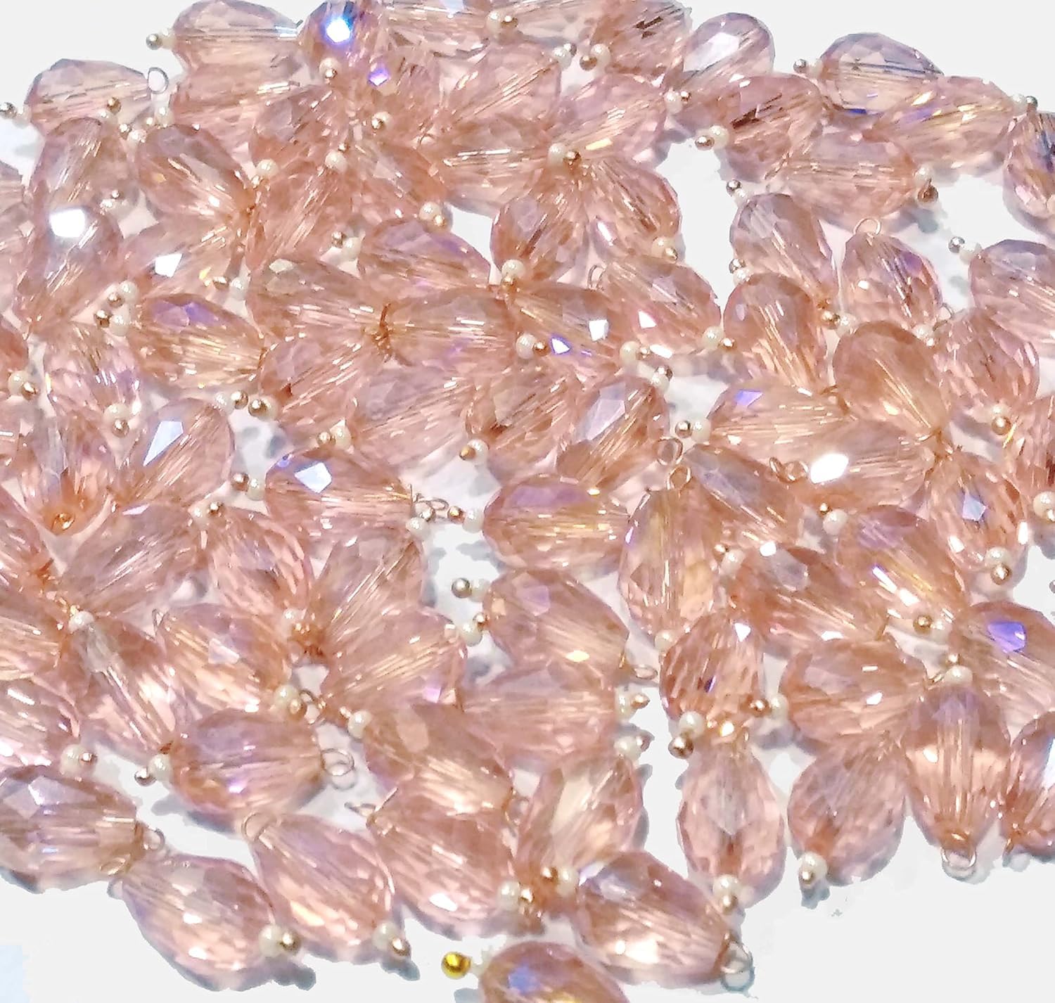 Drop Shape Glass Hanging Beads 10mm for Jewelry Making, Necklace, Earring, Bracelet, Embroidery, Dress and DIY Kit (Pack of 80 Peach)-image-40