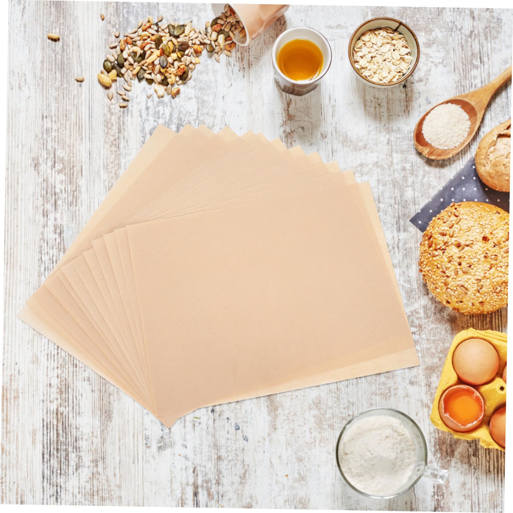 ABOOFAN 200 Stck. Silikonpapier Backen Ungebleichtes Pergamentpapier Steamer Paper Wiederverwendbarer Ofenauskleidung Grillpapier Pergamentpapier Zum Grillen Backpapier Hellbraun