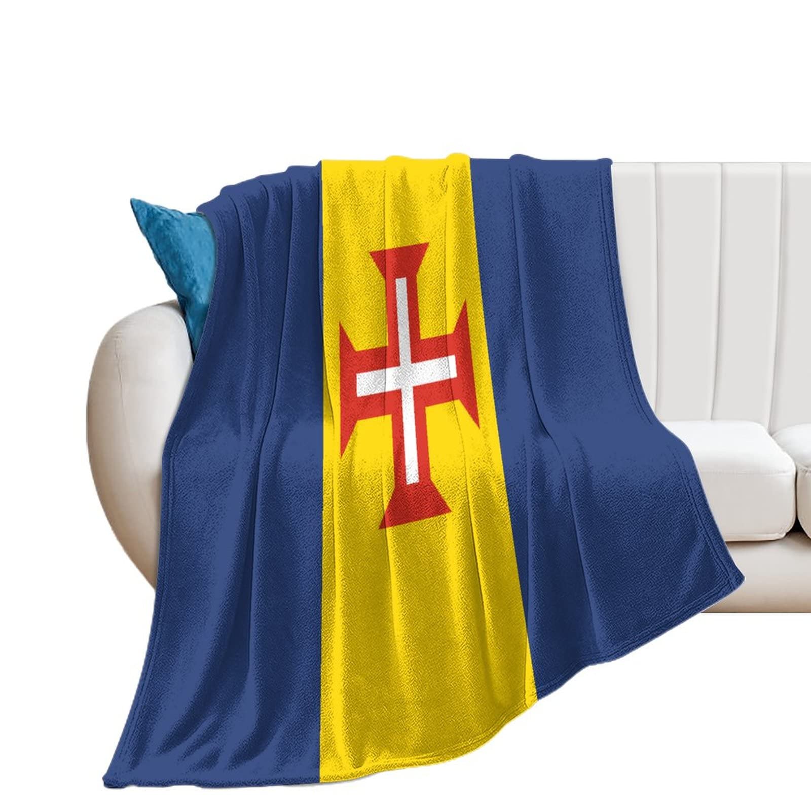 Couverture drapeau de Madère en flanelle douce pour canapé et lit
