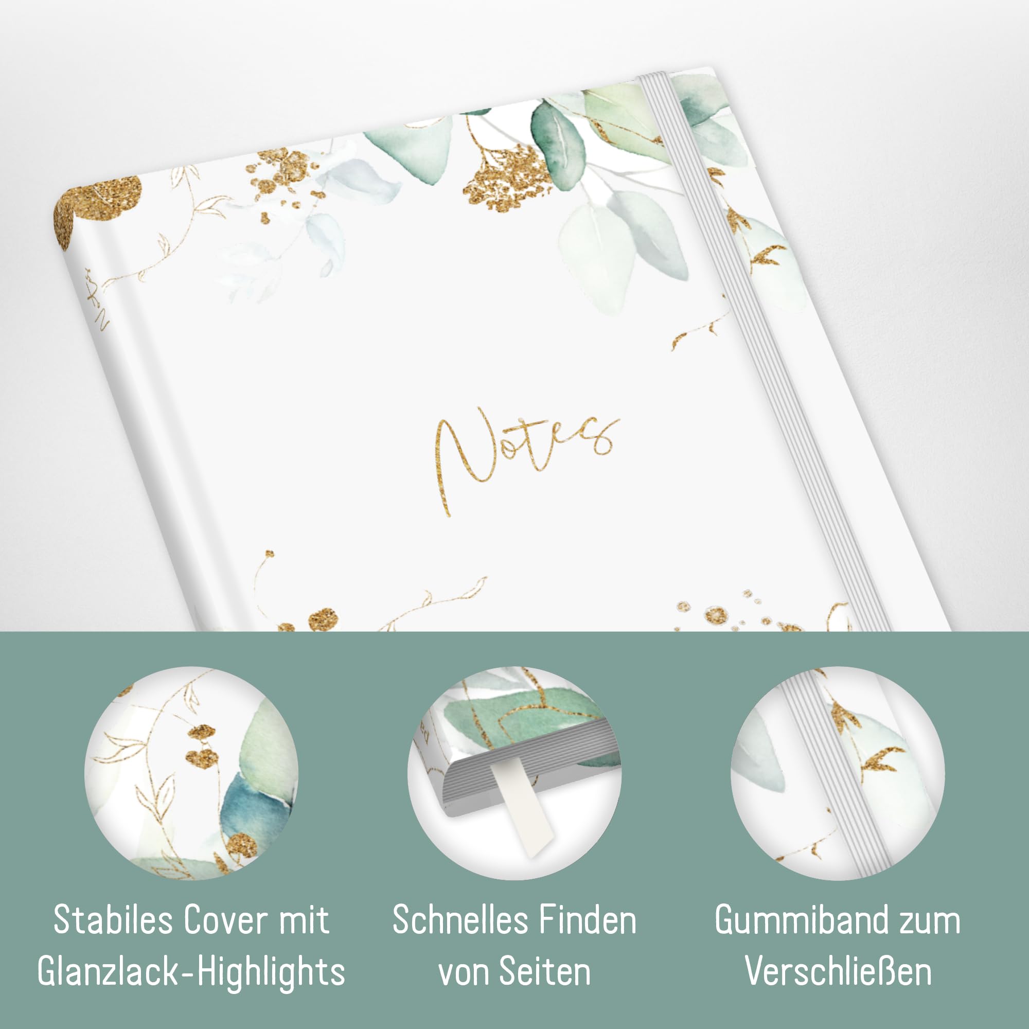 Carnet Ligné A5 Blattgold Par Trendstuff - 124 Pages Pour Bullet Journal, Idées Et Notes - Durable Et écologique