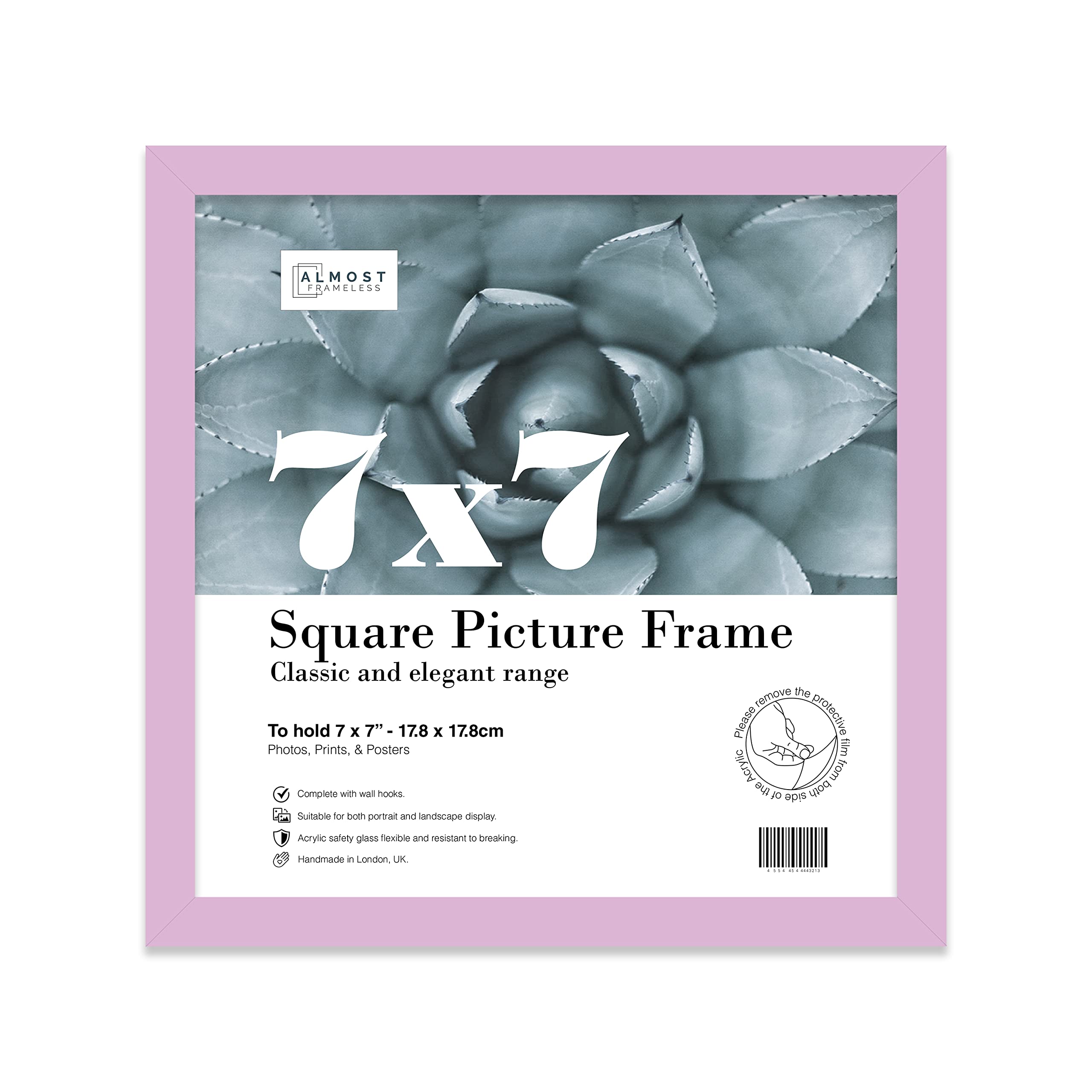 7x7 Inch Lilac Square Thin Photo Frame Wall Mountable and Freestanding Thin Picture Frame Standard Square Photograph Size, 7" X 7"(17.8 X 17.8cm)