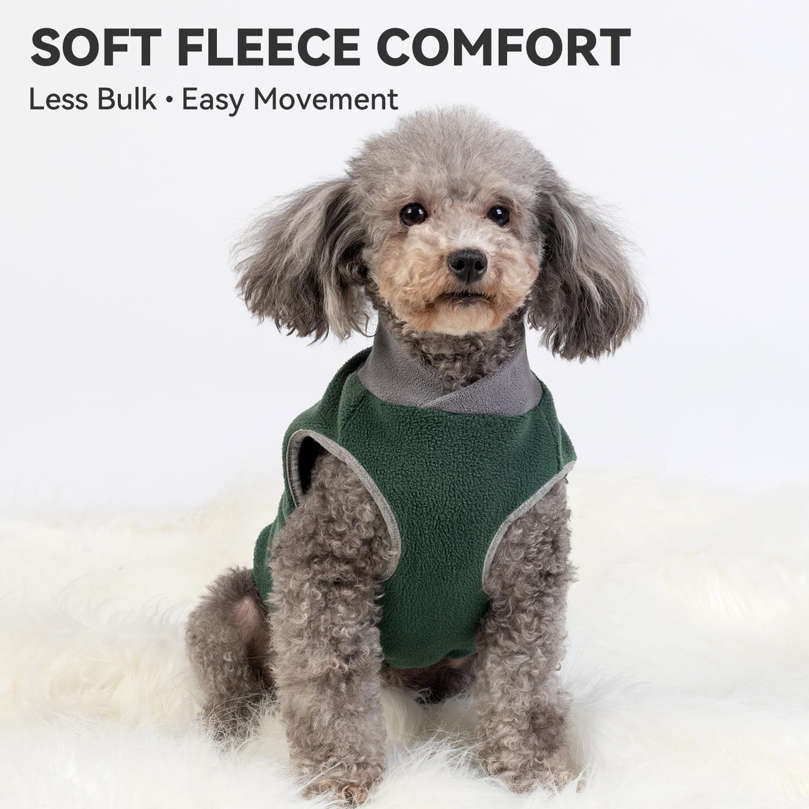 cyeollo Paquete de 2 suéteres de forro polar para perros pequeños, chaleco de forro polar elástico, abrigo reflectante para mascotas, ropa para perros pequeños, abrigos para niños, talla L, verde y