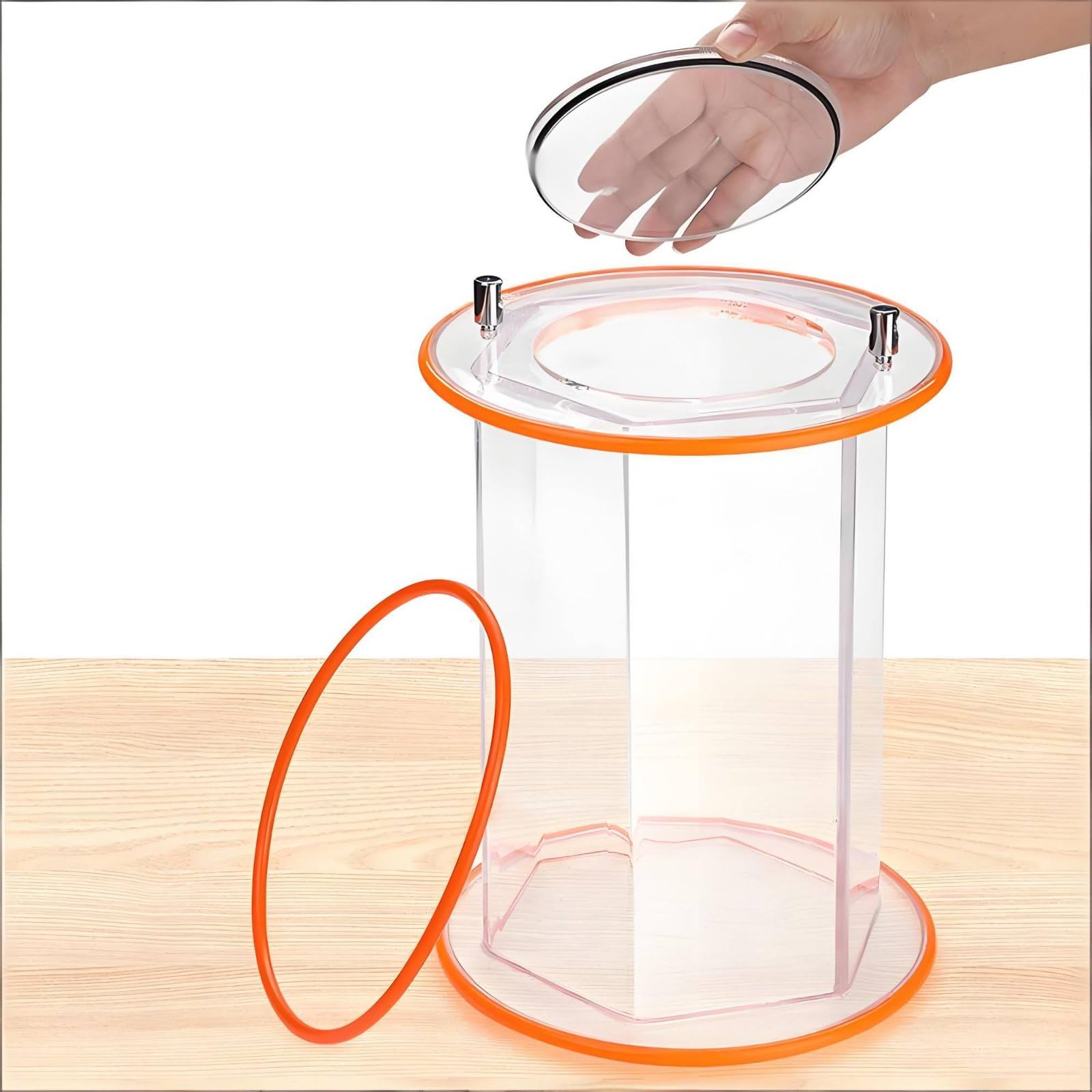 Tonneau de Polissage Hexagonal en Acrylique Haute Transparence, Baril de Polisseuse Rotative, Tambour Polissage avec Joint Anti-Fuite pour Bijoutiers, Artistes, Kt2000