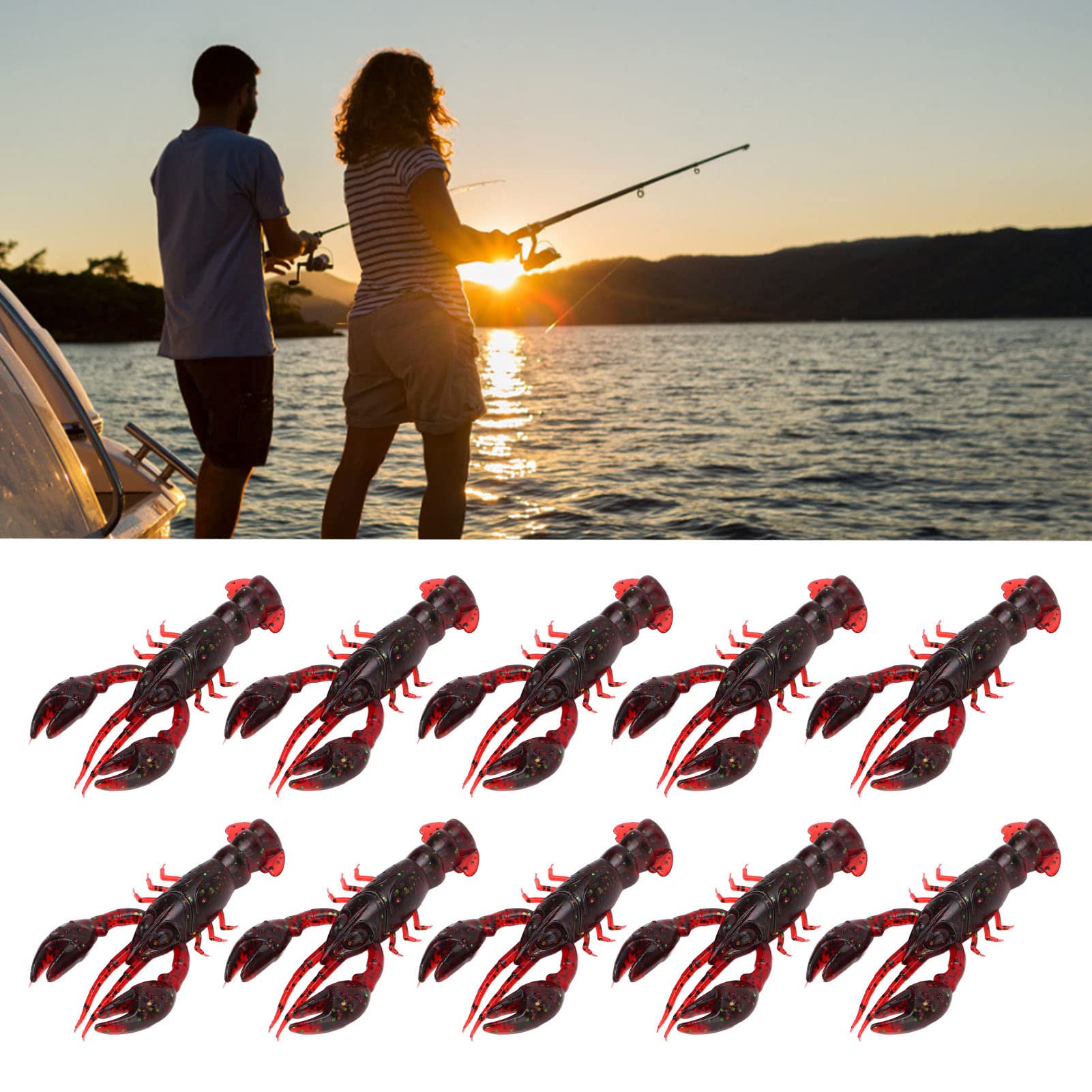 Cebo Suave Crawdad, Señuelo de Pesca Suave Flexible Artificial de PVC Reutilizable para Pesca de Lubina( roja)