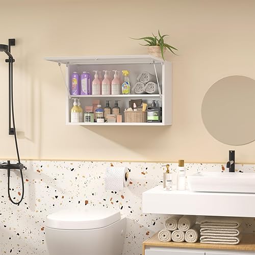 Miniatura 8 de Armario de almacenamiento de pared de metal para garaje, armario de medicina con puerta de bloqueo, estante ajustable, gabinete de pared de baño