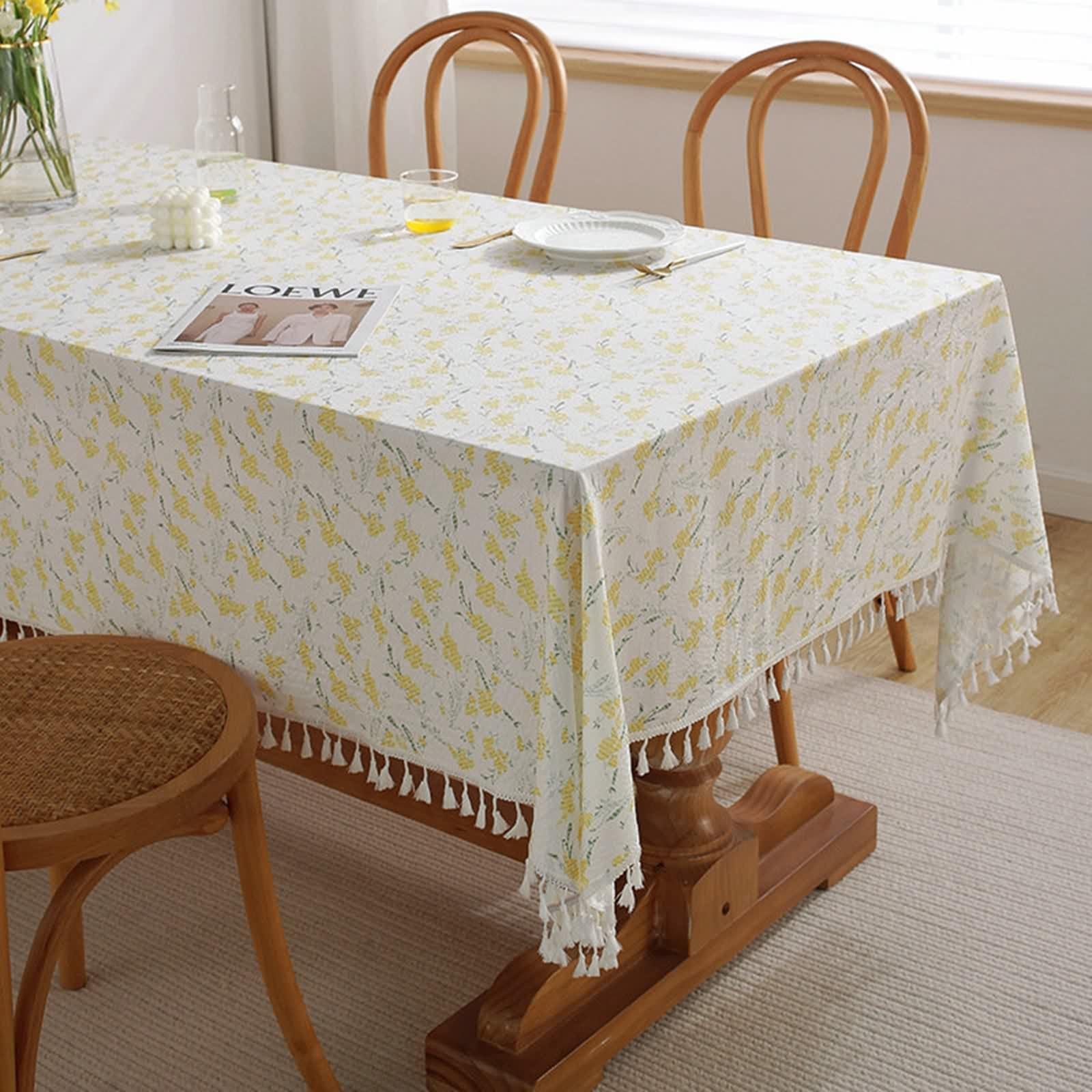 Nappe résistante aux rayures 110x110 cm lavable table jaune