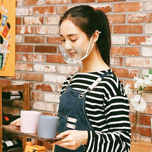 Paquete de 5 piezas de nueva actualización reutilizable de material de alta calidad transparente reutilizable antivaho boca abierta escudo sanitario