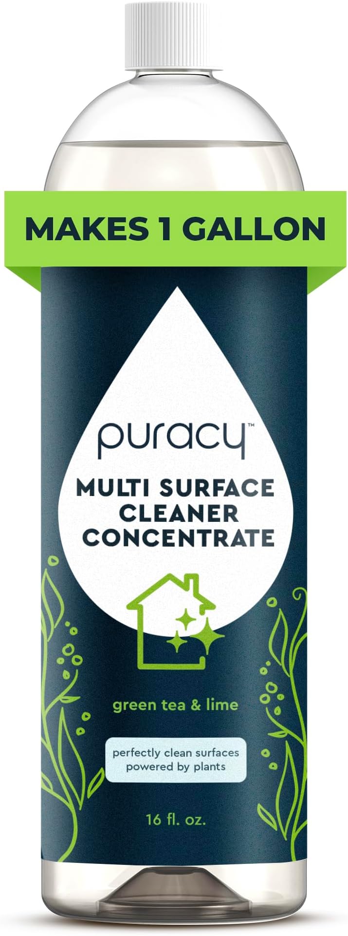 All Purpose Cleaner Concentrate – Plant-Powered Multi-Surface Cleaner - Surface Cleaner Solution As Seen on TikTok (Green Tea + Lime, 16 fl oz, 1 Pack)