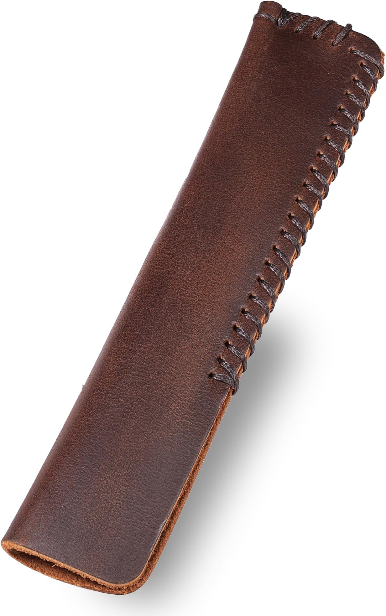 Handmade Genuine Leather Single Pen Case Fountain Pen Sleeve Holder Pouch Cover Vintage (Coffee)