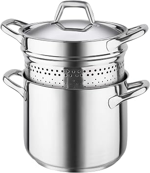 Barazzoni CHEFLINE 163049022 Pasta Pot, Stainless Steel, Diameter 8.7 x Height 10.4 inches 22 x 26.5 cm, Pasta Pot