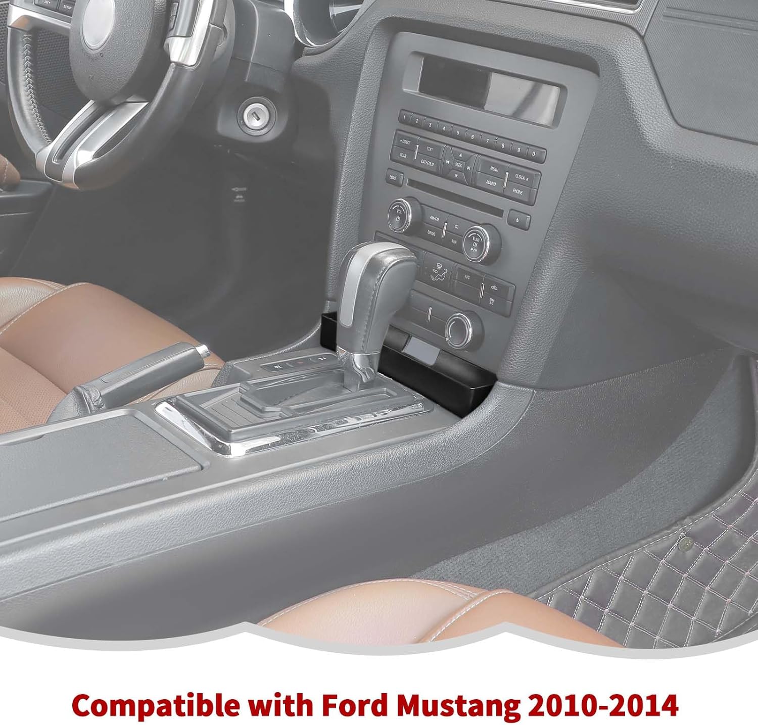 RT-TCZ Center Console Gear Shift Storage Box Tray Organizer Accessories Compatible with Ford Mustang 2010-2014