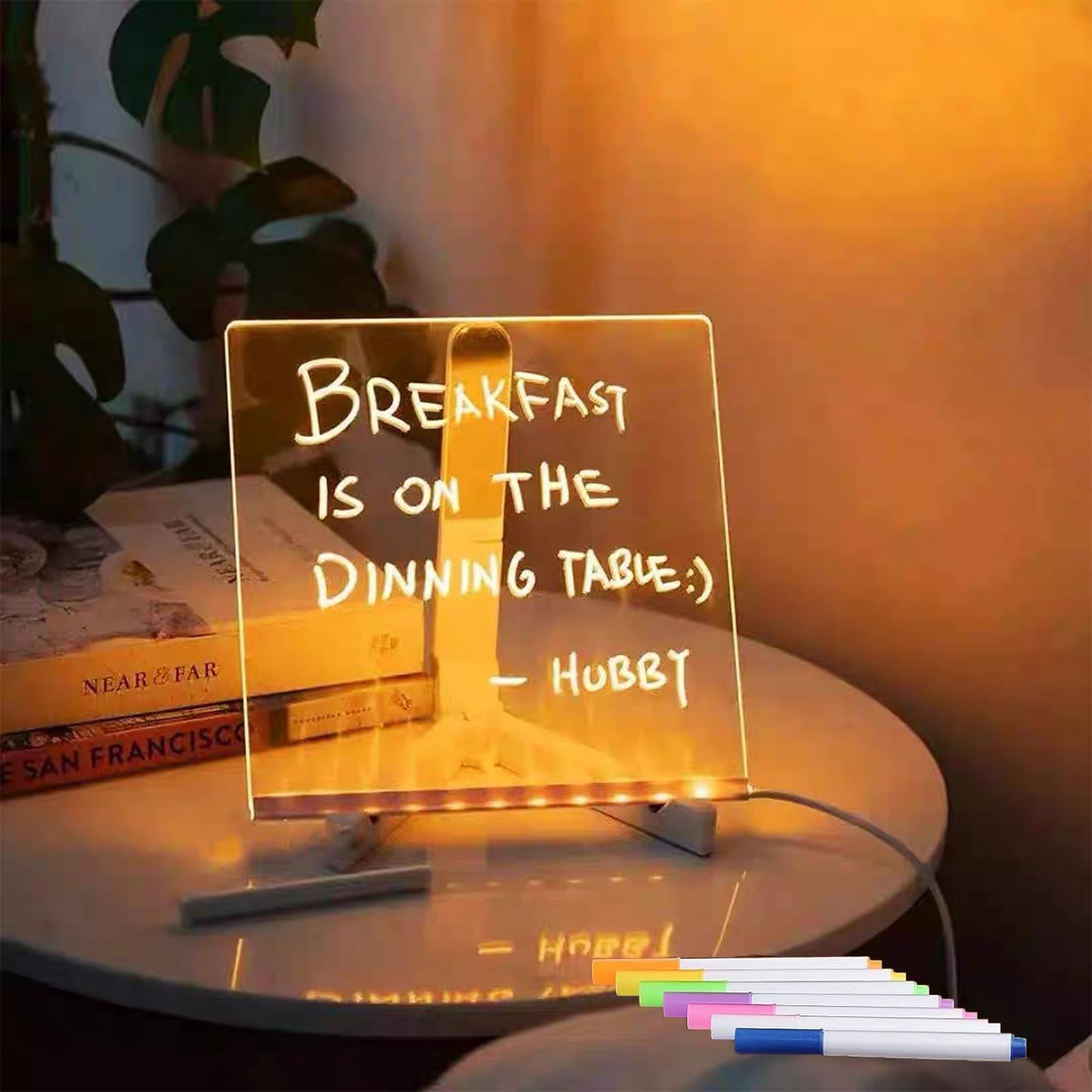 Led Note Board with Colors, Glowing Acrylic Message Board
