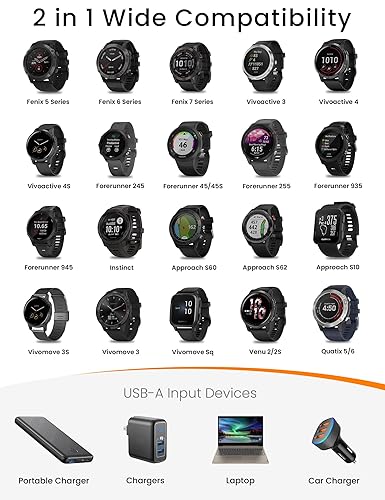 Miniatura 18 de Sinoacc Cargador USB C para Garmin Watch Cable de carga para Fenix 5 5S 5X Plus 6 6S 6X Pro 7 7S 7X, Forerunner 745 935 945 45S Music, Instinct