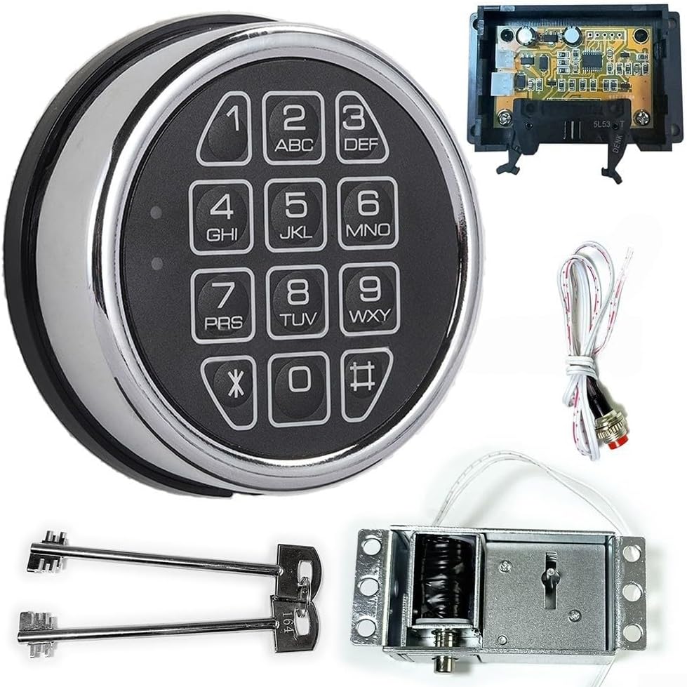 Electronic Safe Lock Replacement Kit with Digital Keypad, Solenoid Lock & 2 Override Keys for Home, Hotel & Cabinet Safes