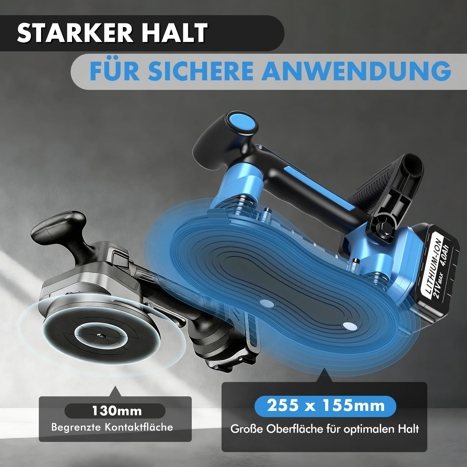 Akku Saugheber FliesenrüTtler, 2 In 1 Glassauger Akku Fliesen VibrationsgeräT Mit 25x15cm Saugnapf 200kg Saugkraft, 9 Gang Digital Elektrischer Plattenheber Vakuumheber FüR Fliesen, Glas, Marmor