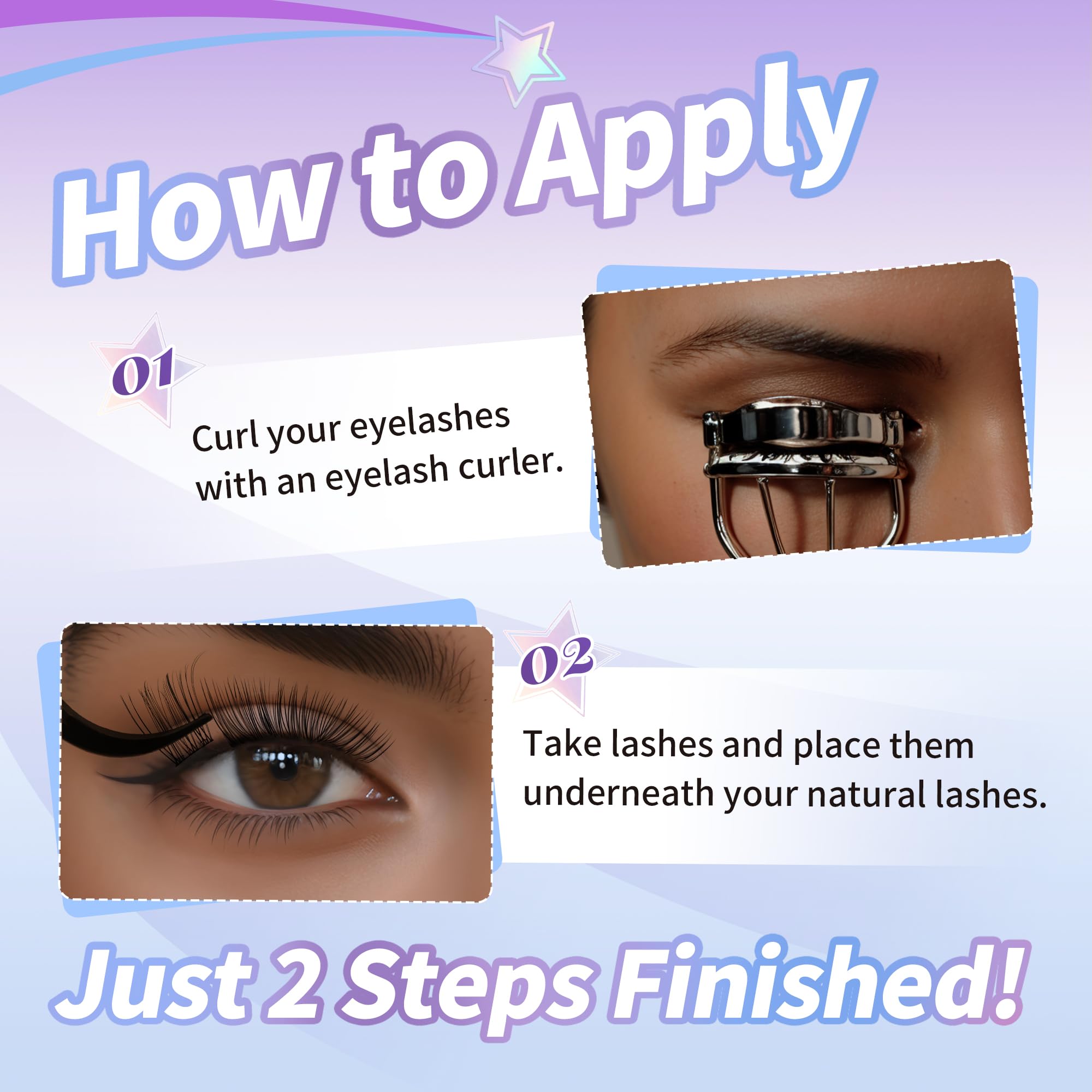 Self Adhesive Eyelashes Clusters Natural Lash Clusters No Glue Needed Lash Clusters 10-16mm 132pcs Natural look C curl Press On Lashes Pre Glued Eyelash Clusters Easy to Apply Beginner Friendly