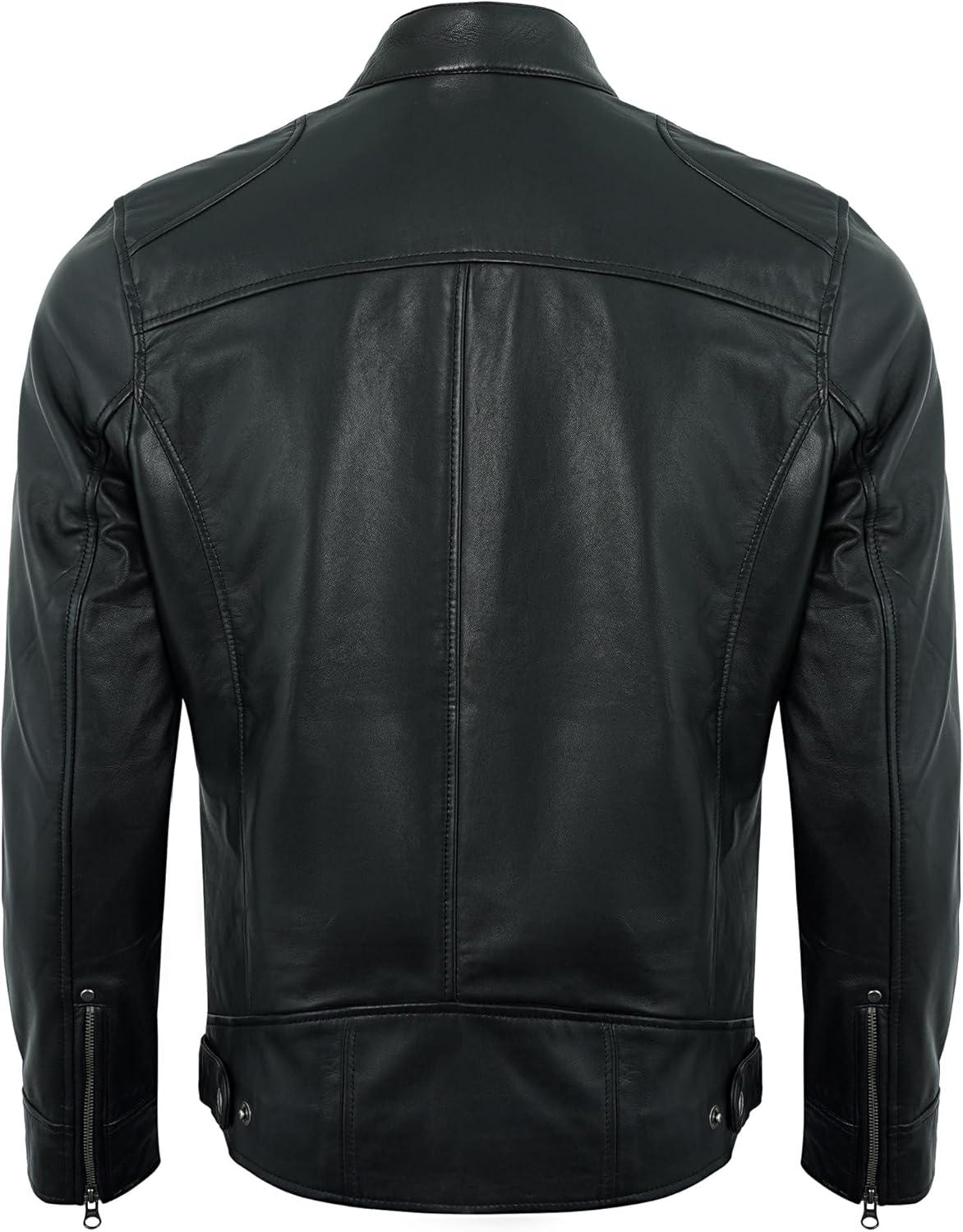Leather Jacket Men - Casual Real Lambskin Cafe Racer Style Men's Leather Motorcycle Jackets - Image 4