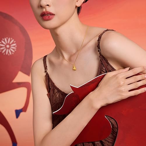 Miniatura 4 de Colgantes de oro macizo de 24 quilates, lindo animal caballo y mono, colgante de esmalte solo encanto joyería de oro real para mujeres, hija,