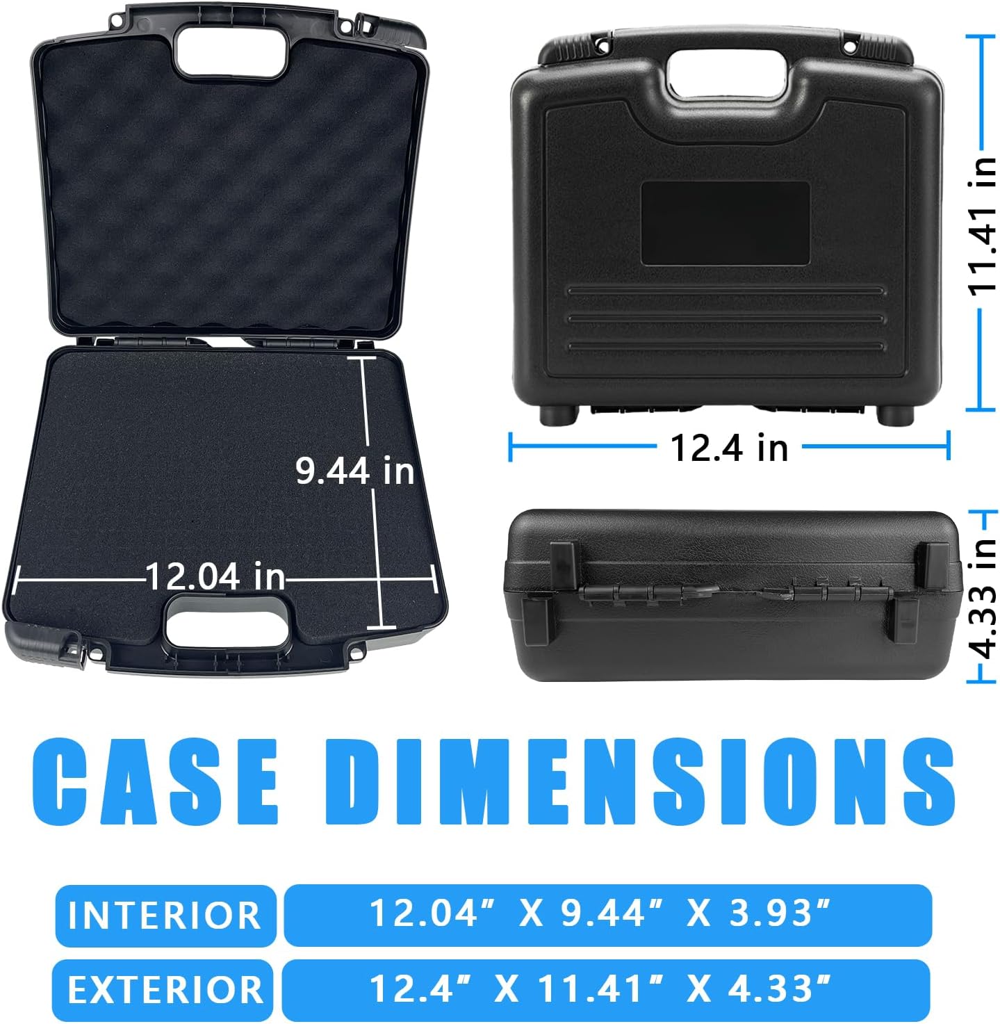 Gun Case for Handguns, TSA Approved Firearm Travel Pistol Case,Gun Carry-on Bag for Handgun & 9mm Pistol,Revolver-Hard Shell Waterproof with DIY Customizable Pre-cut Foam Insert