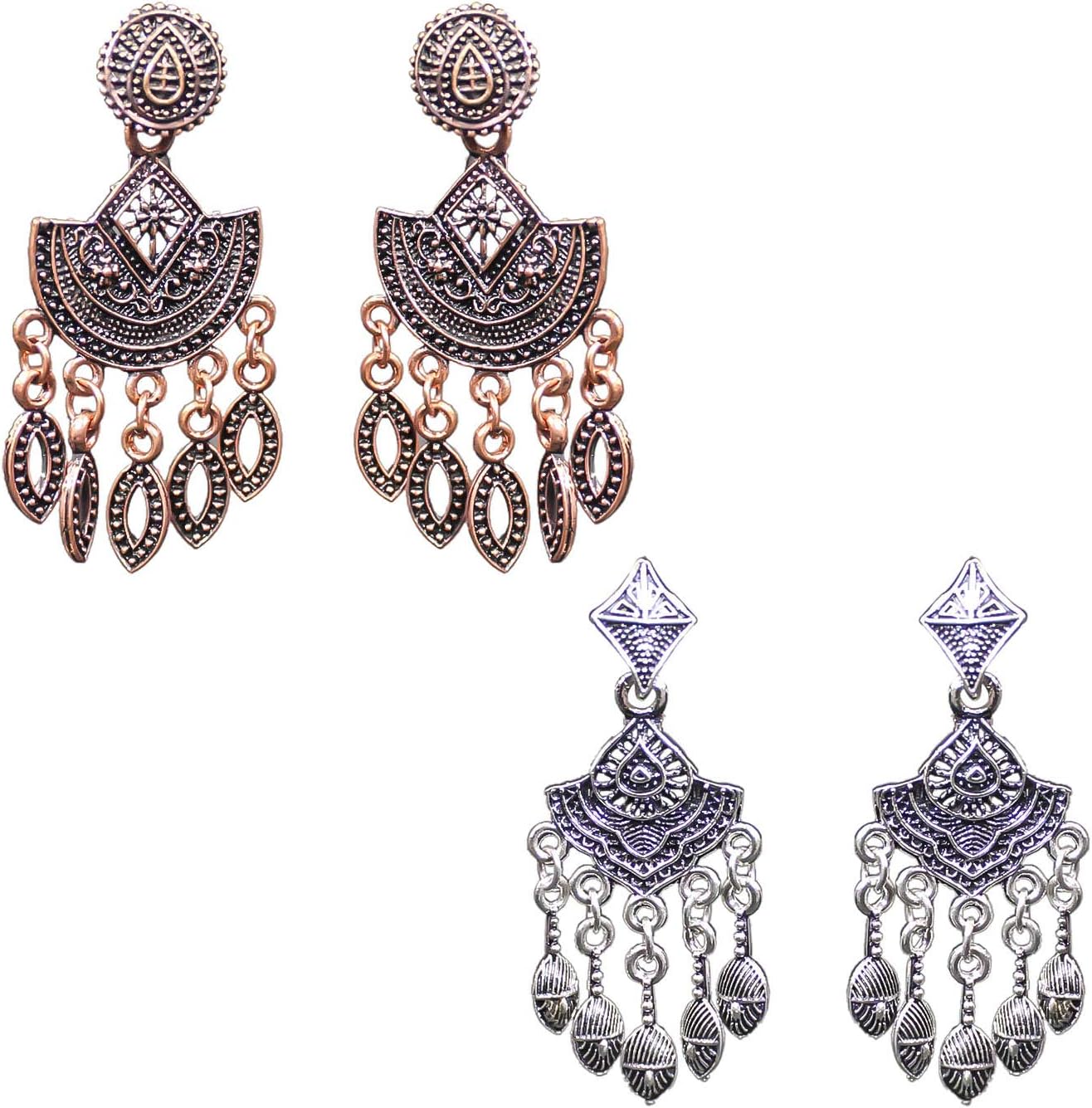 Traditional Indian Combo Of 2 Fashion Drop Dangler Women's Earrings