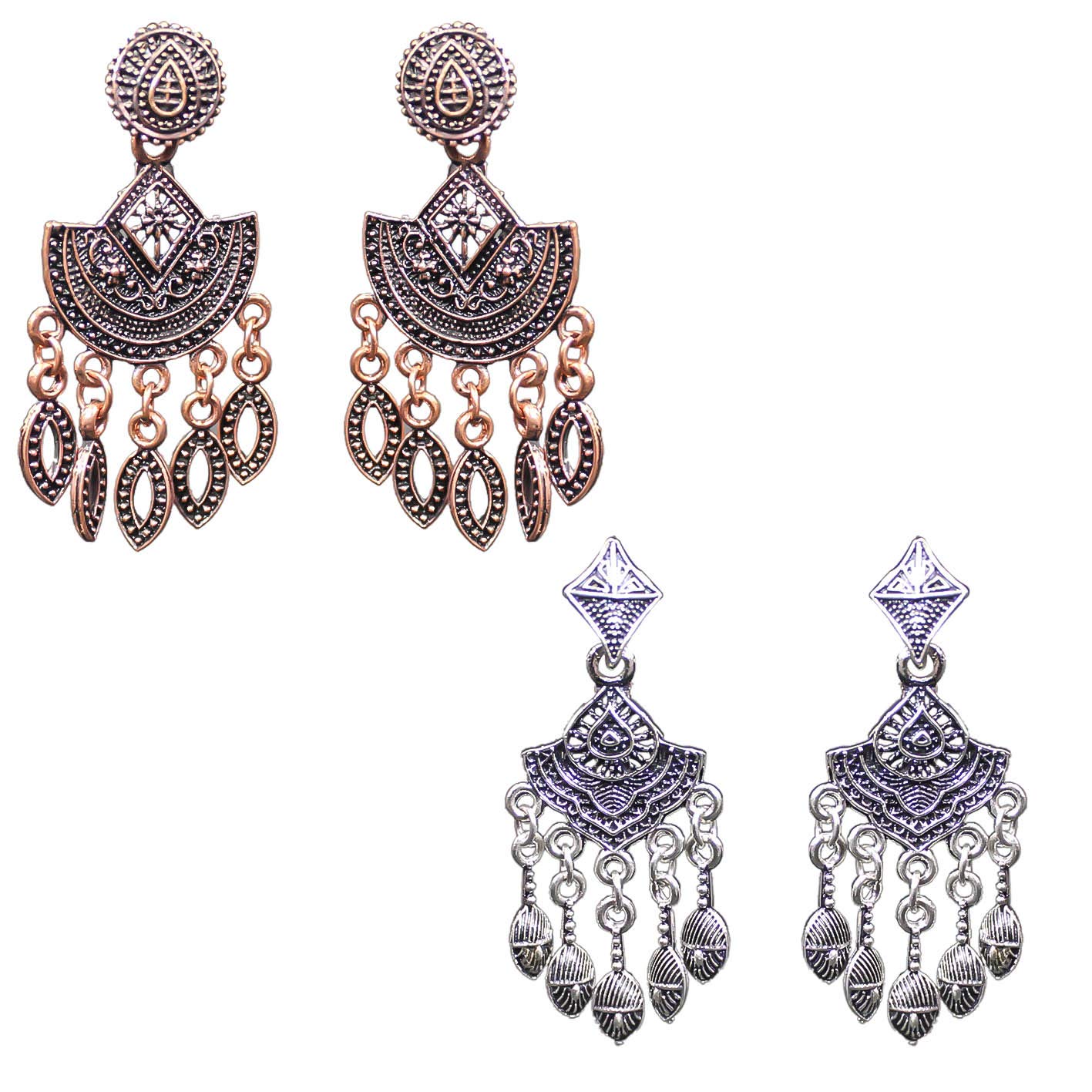 Traditional Indian Combo Of 2 Fashion Drop Dangler Women's Earrings