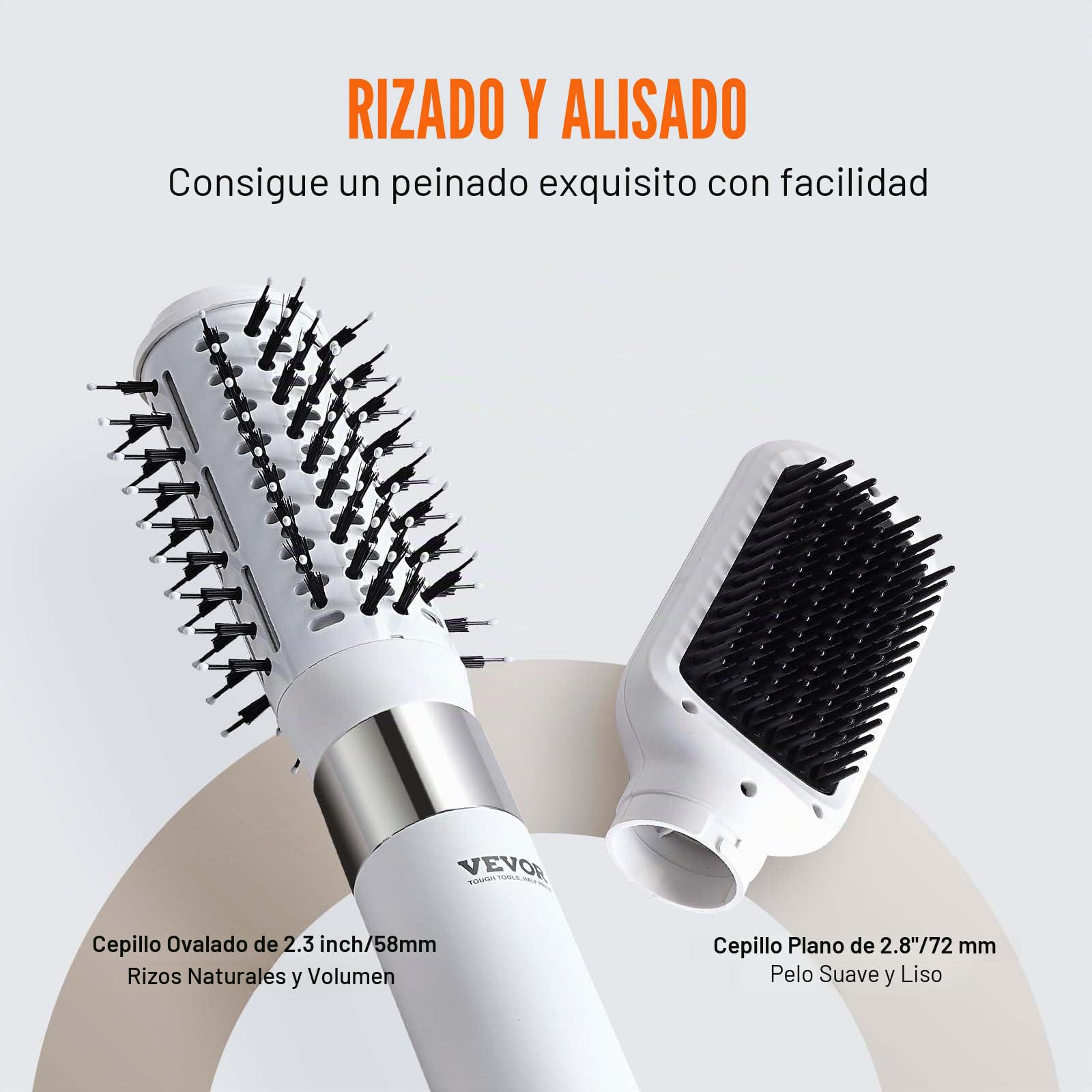 VEVOR Cepillo Secador de Pelo Iónico, Alta Velocidad de 110 000 RPM con Cepillo Ovalado y de Paleta, de 4 Temperaturas y 3 Velocidades para Un Alisado Voluminizador de Secado Rápido, 305 x 105 mm