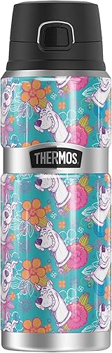 Scooby-Doo Flower Pattern THERMOS - Botella de acero inoxidable con aislamiento al vacío y doble pared, 24 onzas