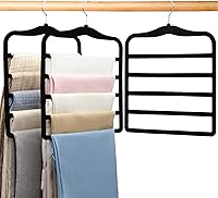 JUUBAOOPN 3-Pack Velvet Space-Saving Pants Hangers - Holds 5 Pairs Jeans Each, Non-Slip Closet Organizers for Dorm, Scarves, Ties