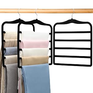 Closet Organizers and Storage 3 Pack Organization and Storage Pants-Hangers-Space-Saving Velvet Hanger for Dorm Room for College Students