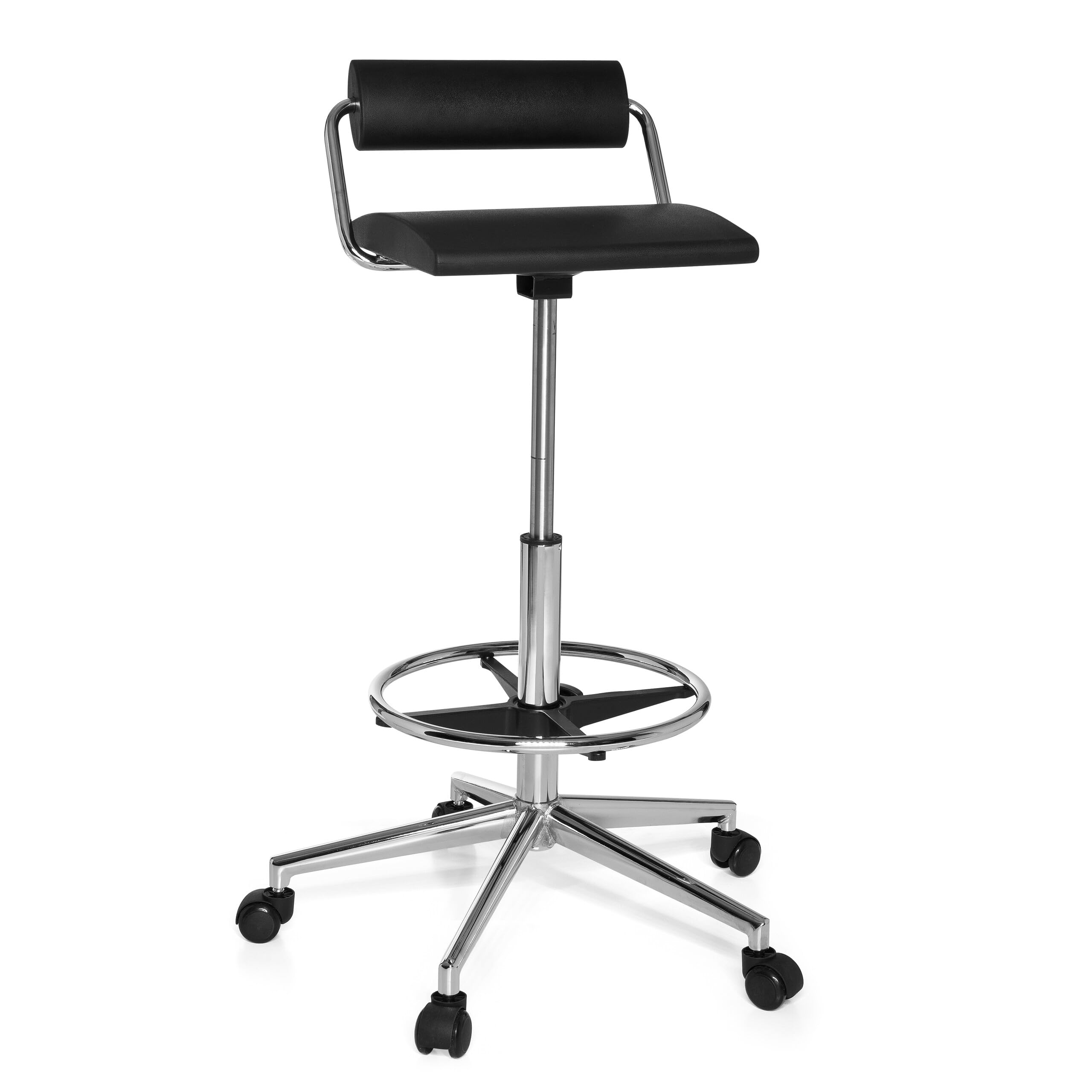hjh OFFICE 665170 Silla de Trabajo y Giratorio Top Work 28 Espuma Duro Negro Cromado, Ajuste de Altura Extremo, Soporte Lumbar