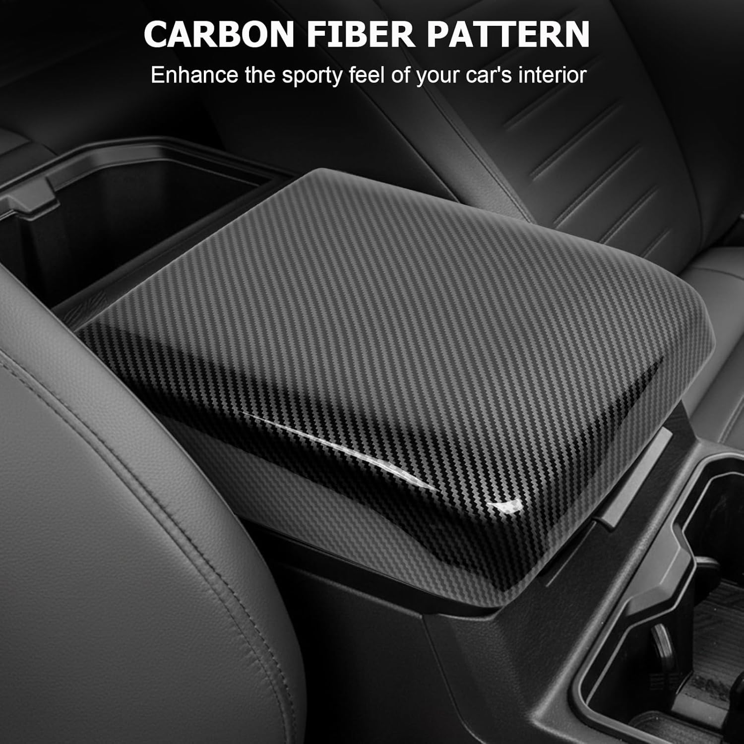 frani Center Console Armrest Cover for 2024-2026 Toyota Tacoma & 2025-2026 Toyota 4Runner - Carbon Fiber Pattern ABS Pad with Custom, Durable Sporty Upgrade