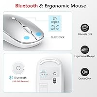 Vista 4 de Teclado y mouse inalámbricos para Mac, teclado de 14 atajos multimedia con mouse DPI ajustable, diseño delgado y portátil, conexión Bluetooth