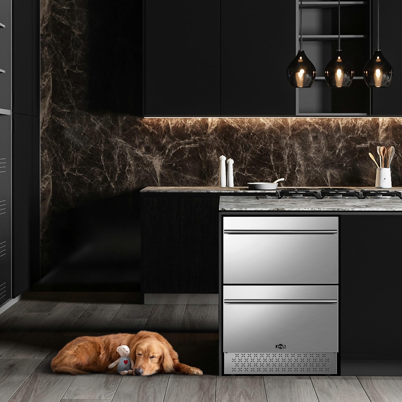 Tylza 24 Inch Under Counter Drawer Fridge, Built-in Beverage Refrigerator for Home and Commercial Use, Stainless Steel Door, Fast Cooling, Low Noise, 37-65 °F on Fridge.com