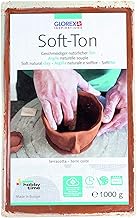 GLOREX 6 8075 237 - Soft Ton terracotta 1000 g, natürlicher, besonders weicher und geschmeidiger Ton, lufthärtend und für Brennofen geeignet, sehr gut für Kinder geeignet