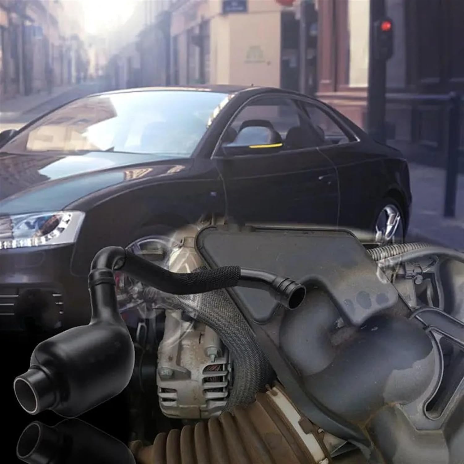 Crankcase Breather Hose Compatible with Vw for Passat 2001 2002 2003 2004 2005 Car Crankcase Breather Hose Valve Oe：06B103211H 06B103211J 06B103211E SRQRGAD017S