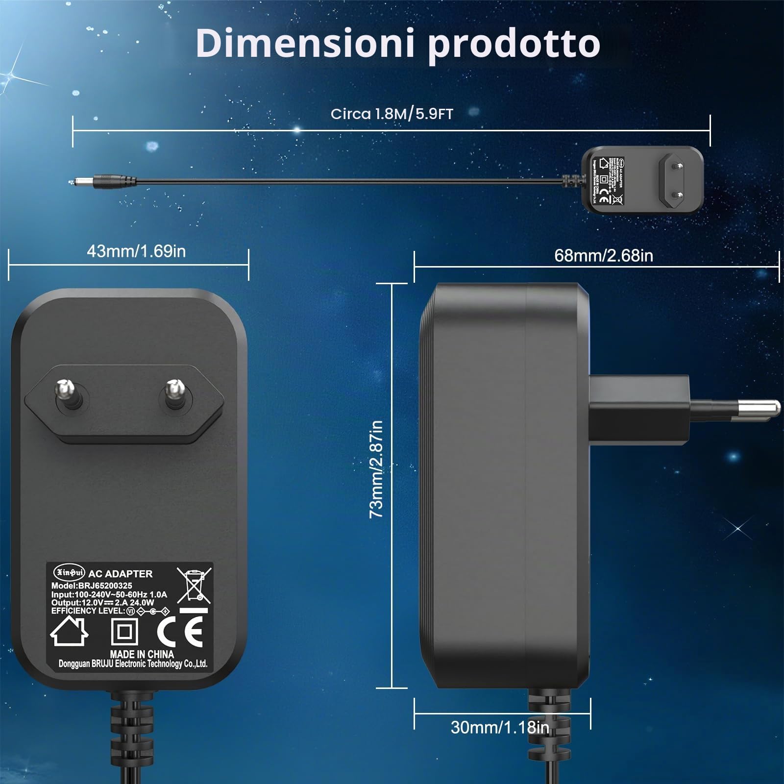 Shefor Alimentatore 12V 2A, Adattatore AC DC Universale Driver Alimentazione 5,5mm con 8 Adattatori Spina DC per Elettronica LED Striscia Luminosa Telecamera CCTV Router Monitor LCD e altro, 24W Max