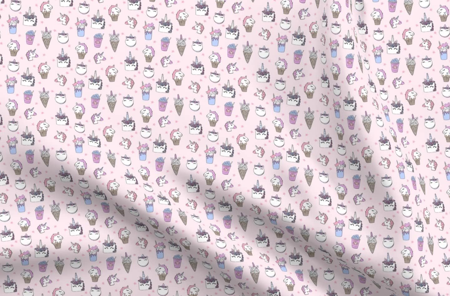 Spoonflower Fabric - Unicorn Food Ice Cream Cone Unicorns Cake Cute Kawaii Rainbows Pastel Printed on Polartec(R) Fleece Fabric by The Yard - Sewing Blankets Loungewear and No-Sew