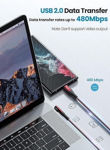 Miniatura 4 de Fasgear Cable USB C a USB C, cable USB 2.0 tipo C PD de carga rápida de 3 pies y 60 W, cargador de 90 grados, compatible con Galaxy S22/S21/S20 Rojo