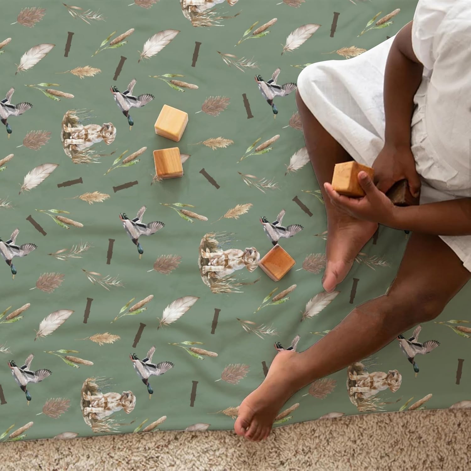 Wild Duck Hunting Hunter Baby Blanket for Girl Boy Mallard Duck Reeds Feathers Swaddle Blanket Wild Animal Receiving Blanket Soft Flannel Newborn Toddler Nursery Crib Bed Blanket Green 60x80