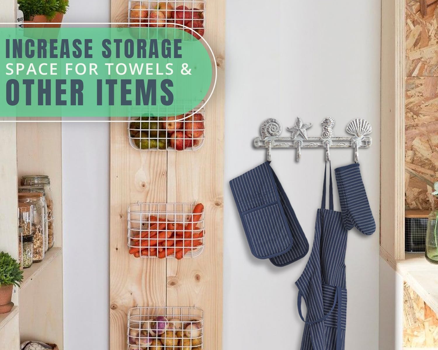 Comfify Vintage Seashell Coat Hook Hanger Rustic Cast Iron Wall Hanger w/4 Decorative Hooks - Includes Screws and Anchors - Beach House Decor - Antique White - Image 6