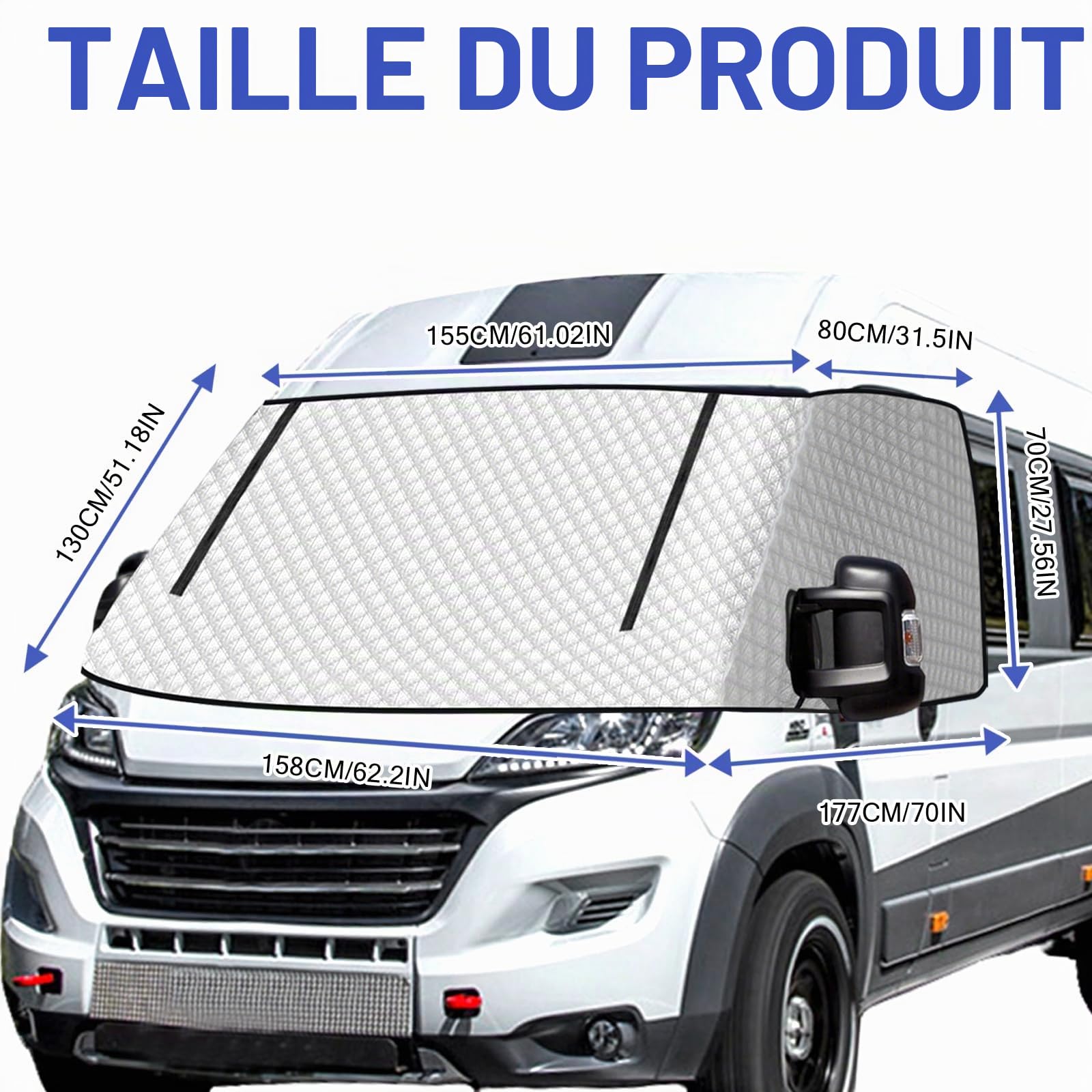 Housse de protection thermique pour pare-brise avant, avec fermeture éclair, tapis de fenêtre thermique, protection thermique, pour Fiat Ducato, Peugeot Boxer, Citroën Jumper X250/290, 2006