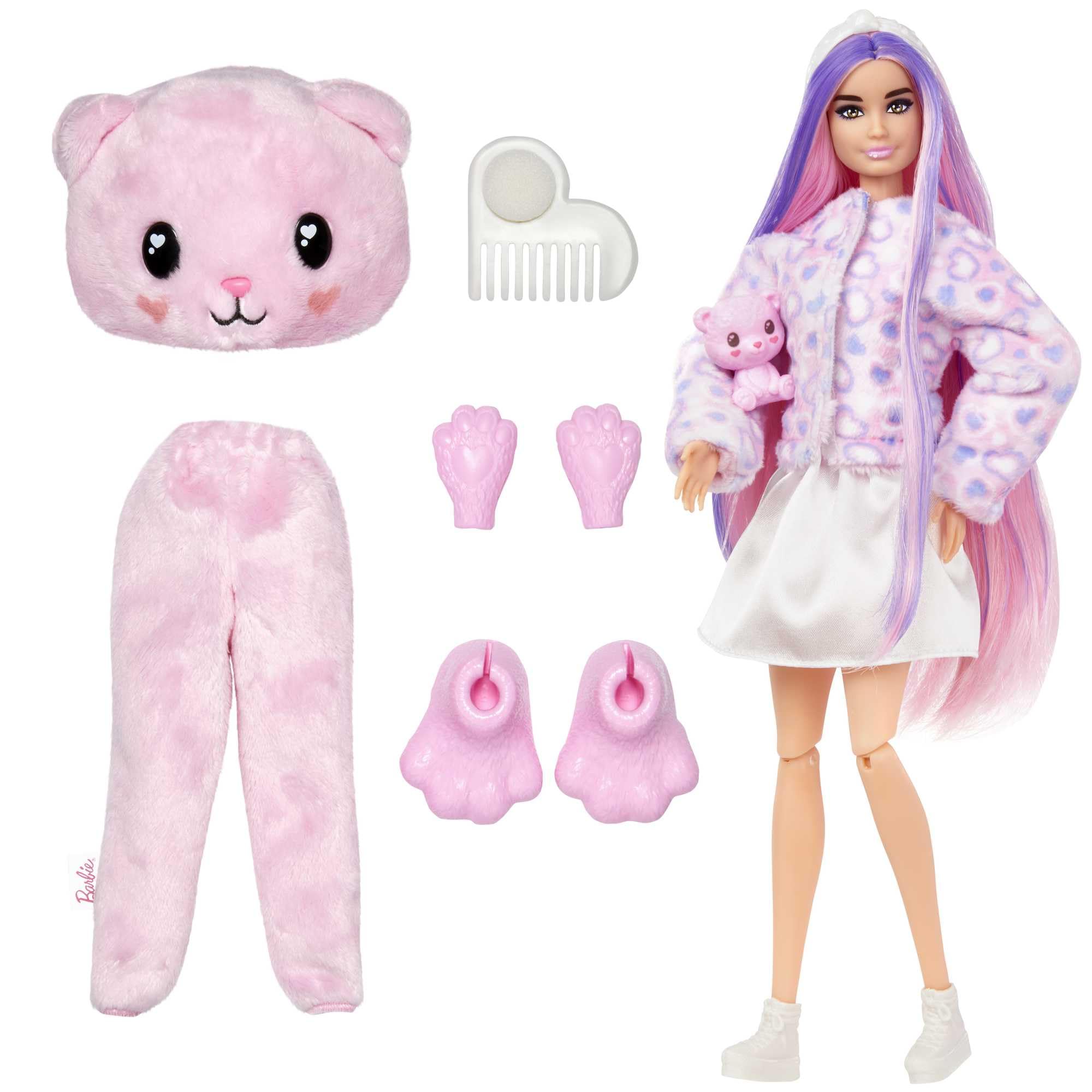 Barbie Cutie Reveal Schitterende Sneeuwvlok Poppen met zacht hertenpak en 10 verrassingen, inclusief minidierenvriendje en kleurverandering, cadeautje voor kinderen vanaf 3 jaar
