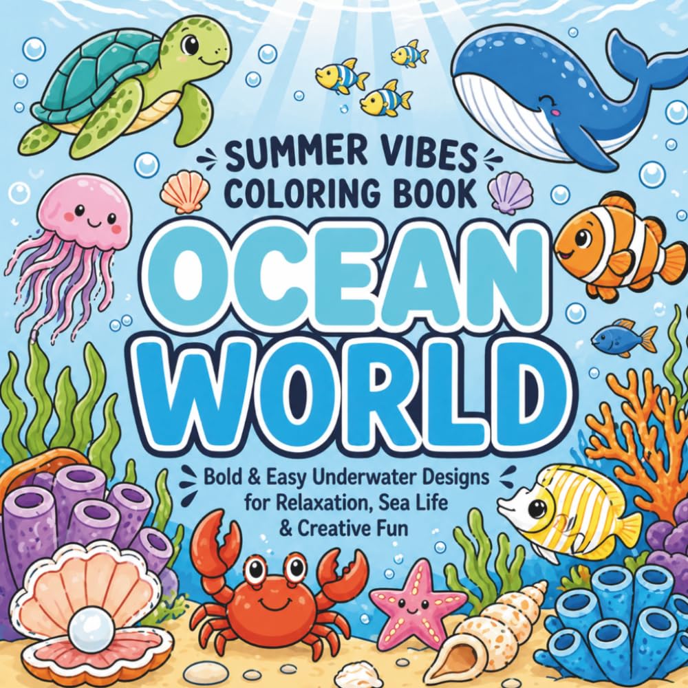 Summer Vibes Coloring Book – Ocean World: Bold & Easy Underwater Designs for Relaxation, Sea Life & Creative Fun