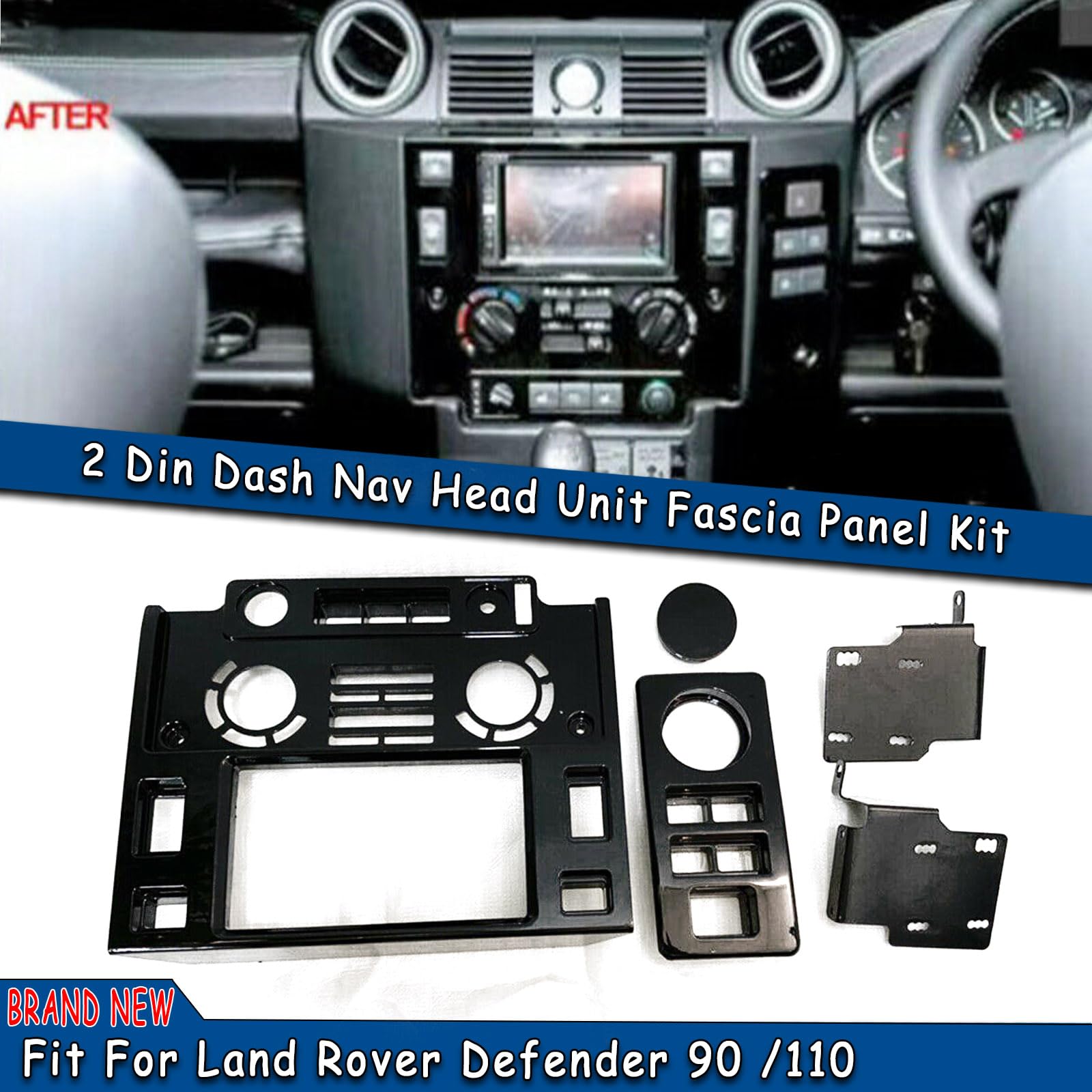 Kit de panneau de façade double DIN pour Land Rover Defender 90/110 L316 2007-2016