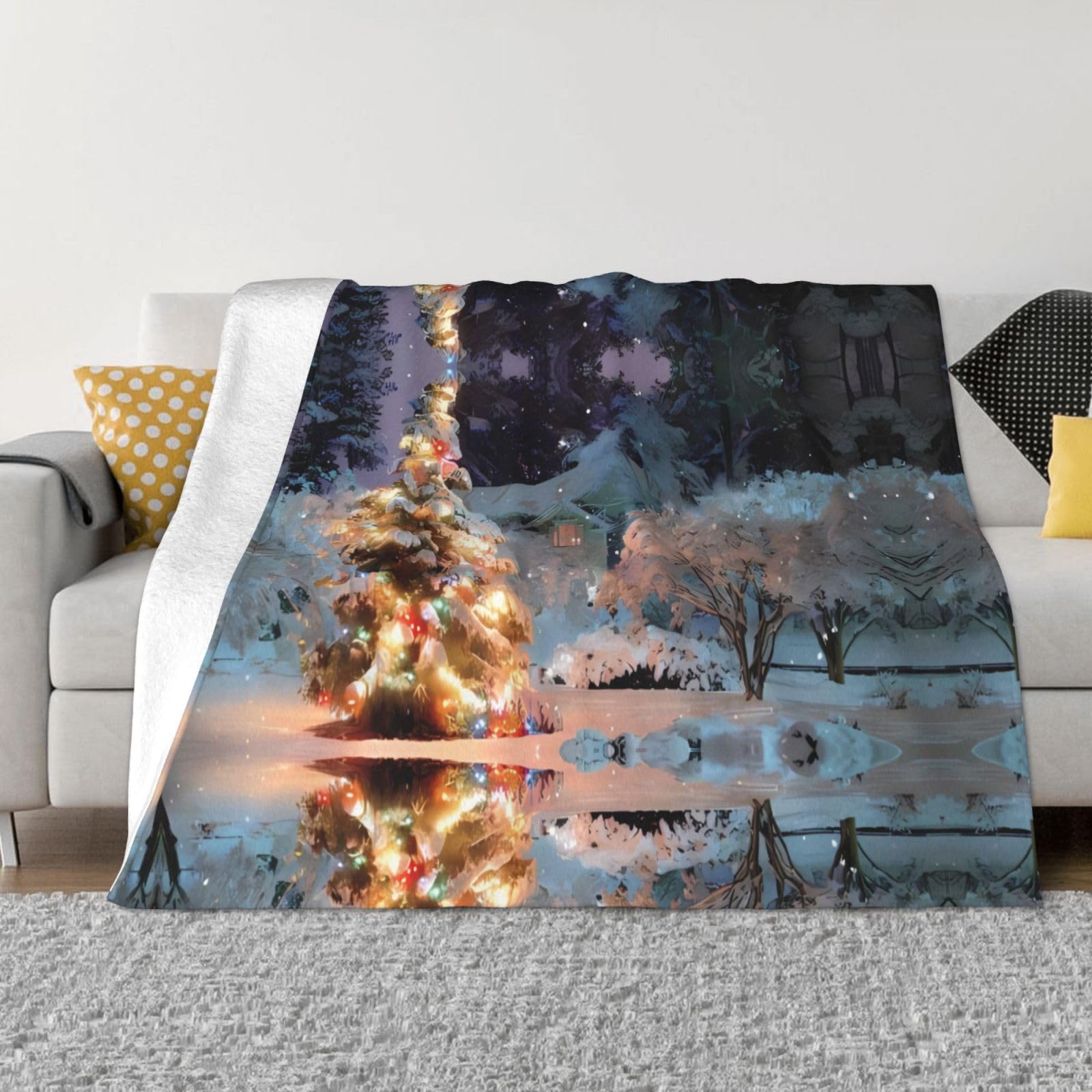 Plaid Noël en flanelle chaude couverture de lit pour canapé