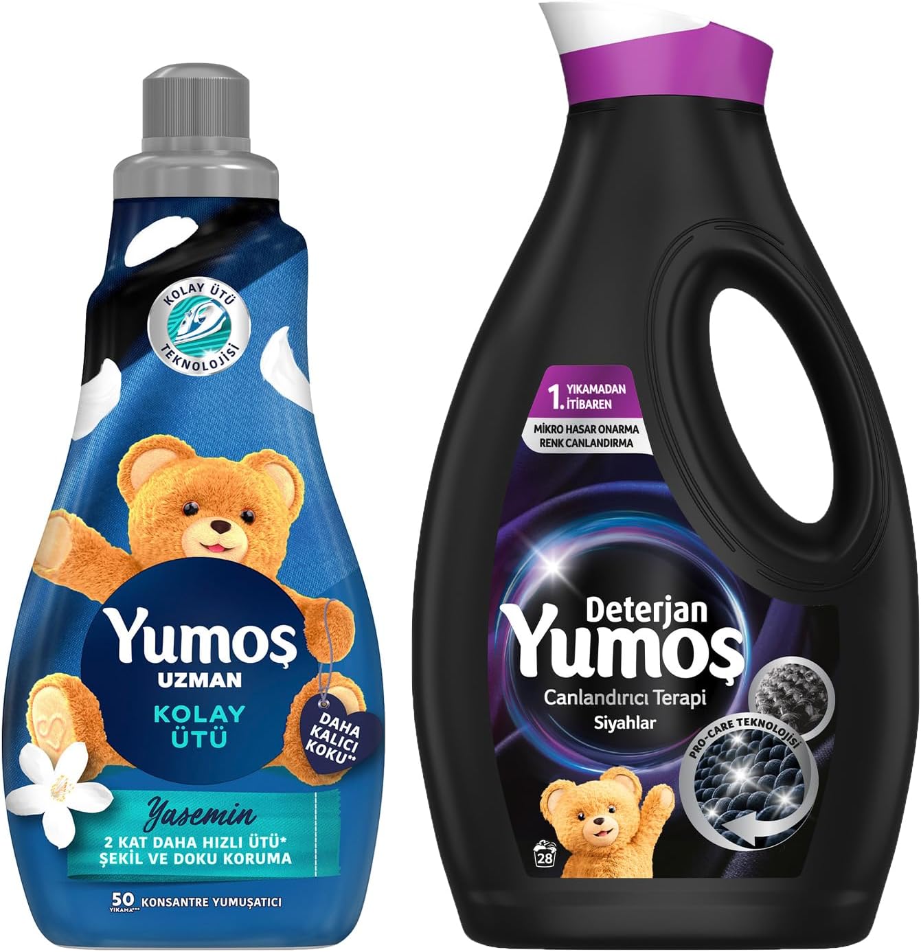 Yumoş Kolay Ütü Yumuşatıcı 1200 ml + Yumoş Sıvı Canlandırıcı Terapi Siyahlar 1690 ml