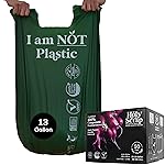 HOLY SCRAP! Large Compostable Trash Bags - 10-13 Gallon, 50 Pack, 100% Plastic-Free Decomposing Easy-Tie Trash Can Bags & Liners, Thick Kitchen, Bathroom & Backyard Bin Bags for Food & Green Waste