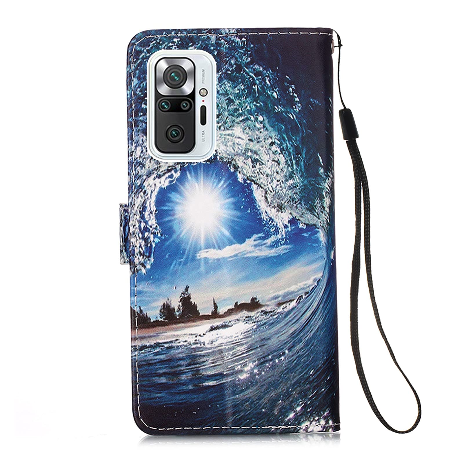 Asuwish Custodia A Portafoglio In Pelle Per Xiaomi Redmi Note 10 Pro/Pro Max, Con Slot Carte E Cerniera, Rosso Scuro, Incluse Catena E Cinturino